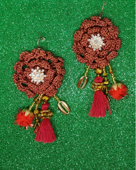 Háčkované  dizajnové náušnice "Lekcie šarmu z dizajnu"